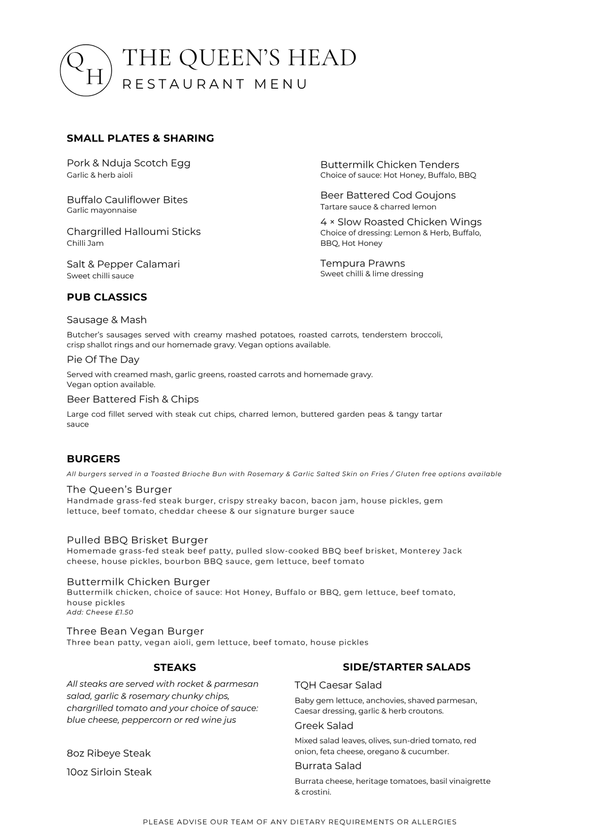 Set Menu - Two or Three Courses