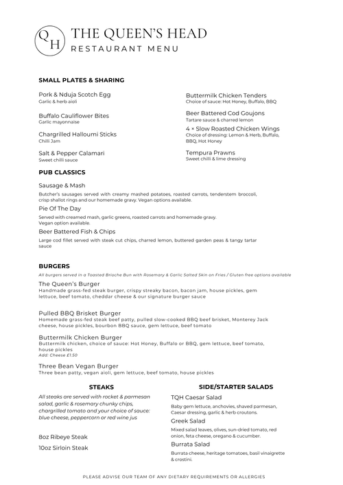 Set Menu - Two or Three Courses