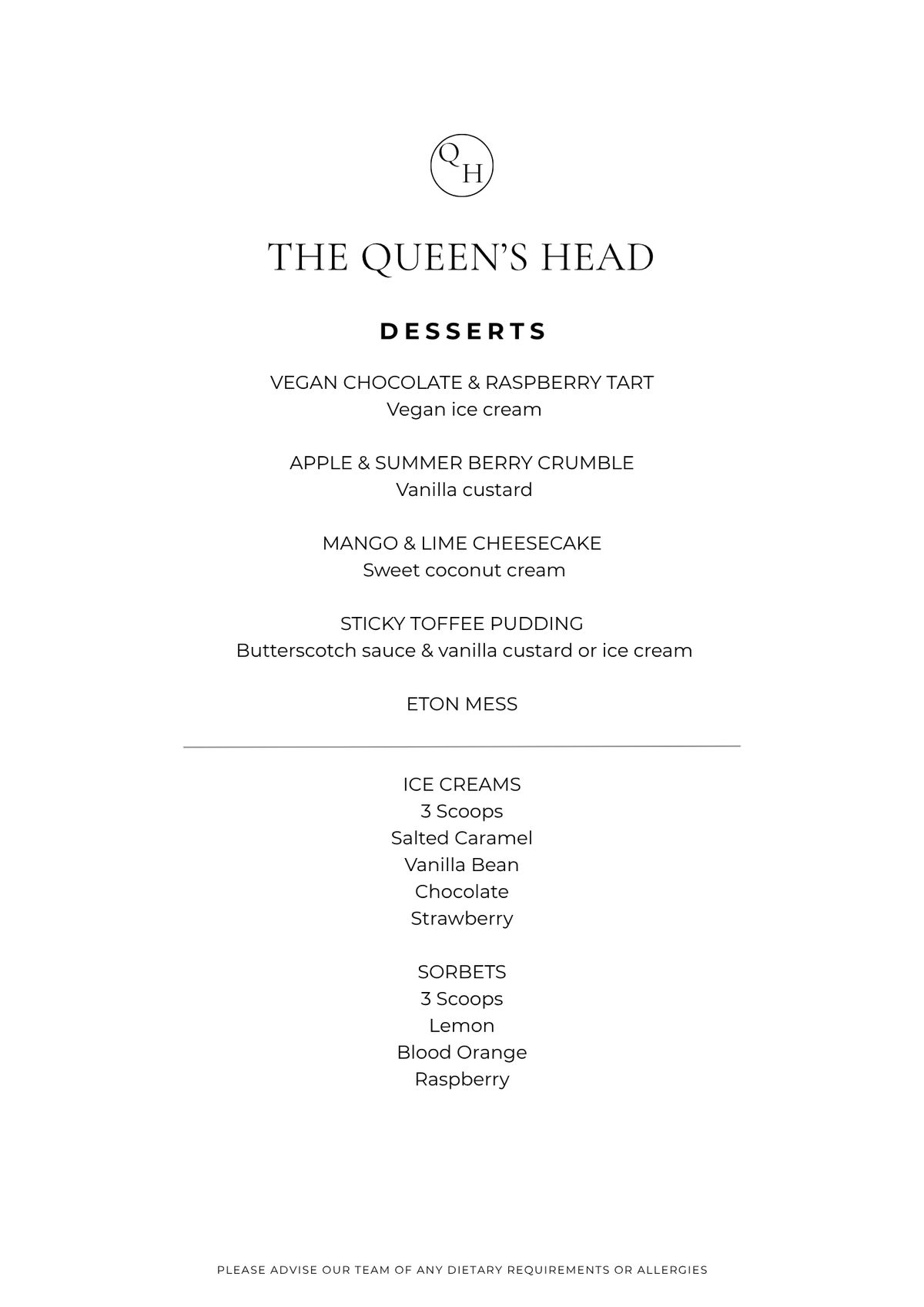 Set Menu - Two or Three Courses